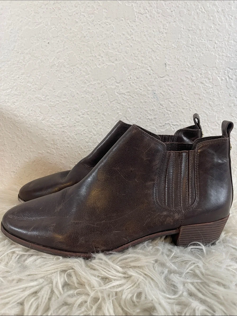 Michael Kors Boots Womens Size 9.5 Brown Leather Chelsea Ankle Booties Slip In